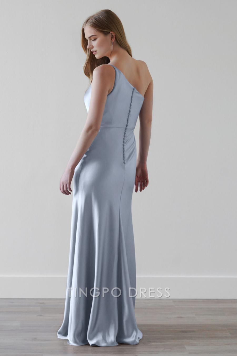 TingPo Wholesale Elegant Single shoulder slim shoulder strap tight fitting sleeveless floor length ballroom dress formal women's dresses